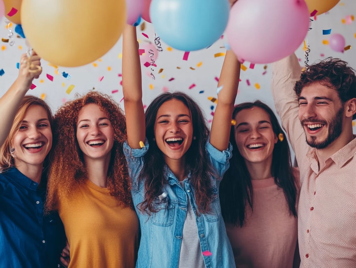 Employees cheering after achieving team goals