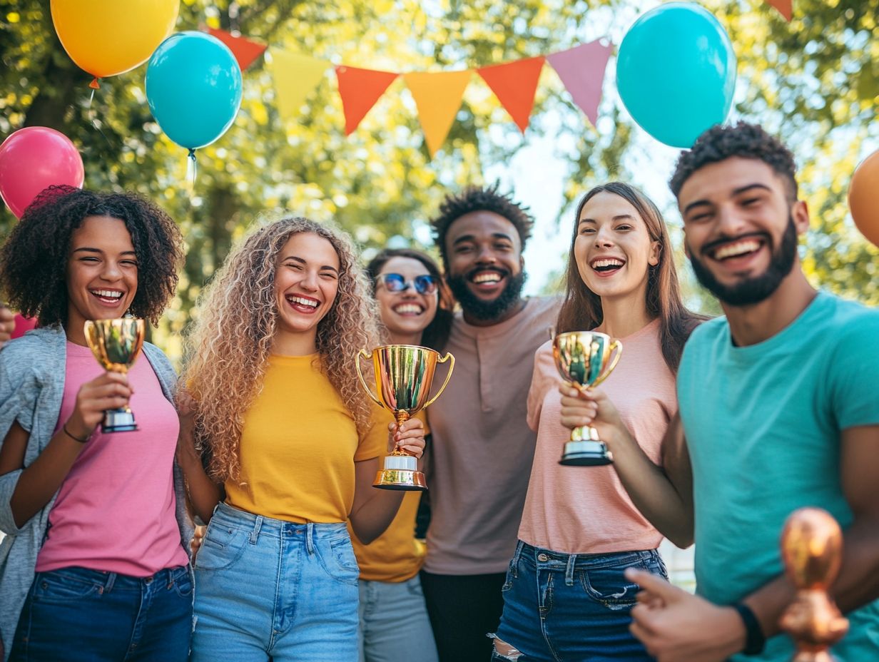 A team celebrating achievements at a company event