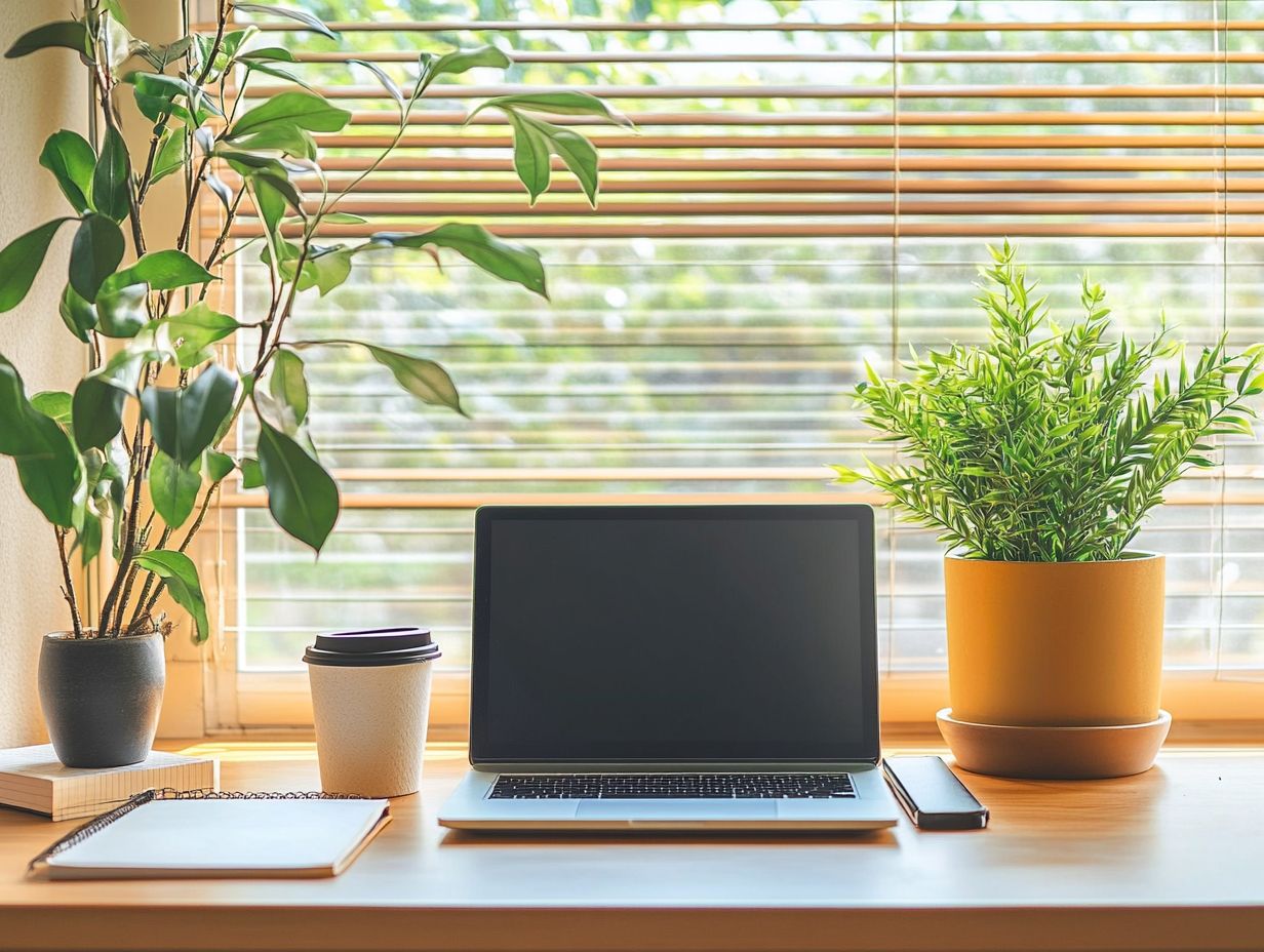 A bright workspace with natural elements to boost productivity.