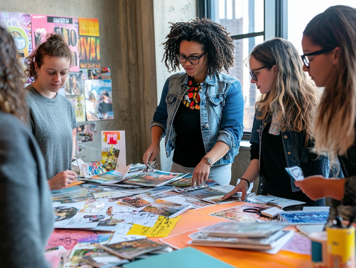 Group collaboration during vision board workshop