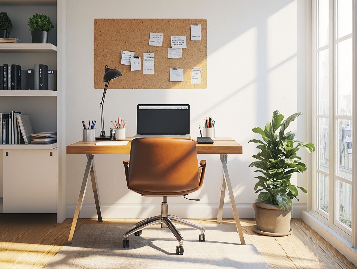 A designated workspace setup in a home environment.