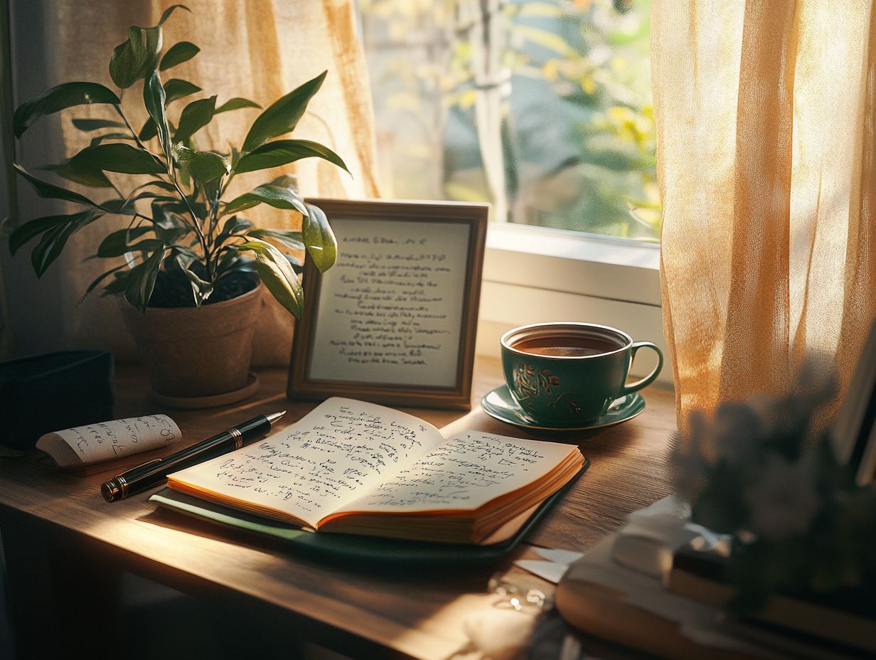 A person writing affirmations in a journal for personal growth.