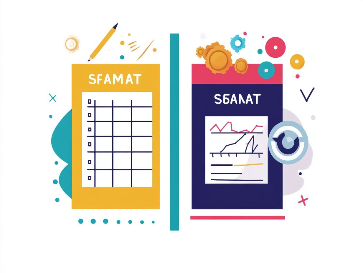 Diagram comparing SMART goals and traditional goal setting