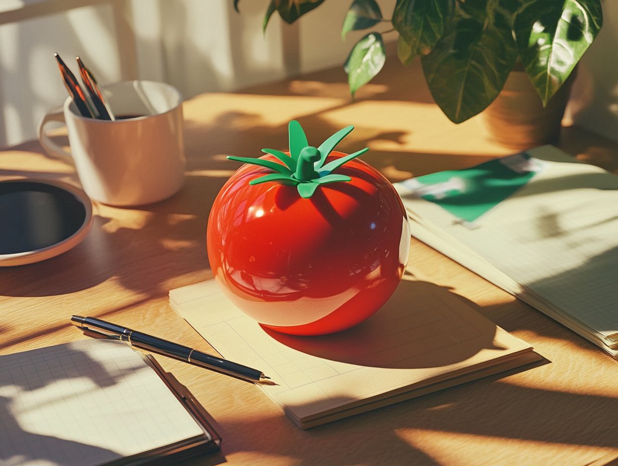 Graphic illustrating tips for success using the Pomodoro Technique