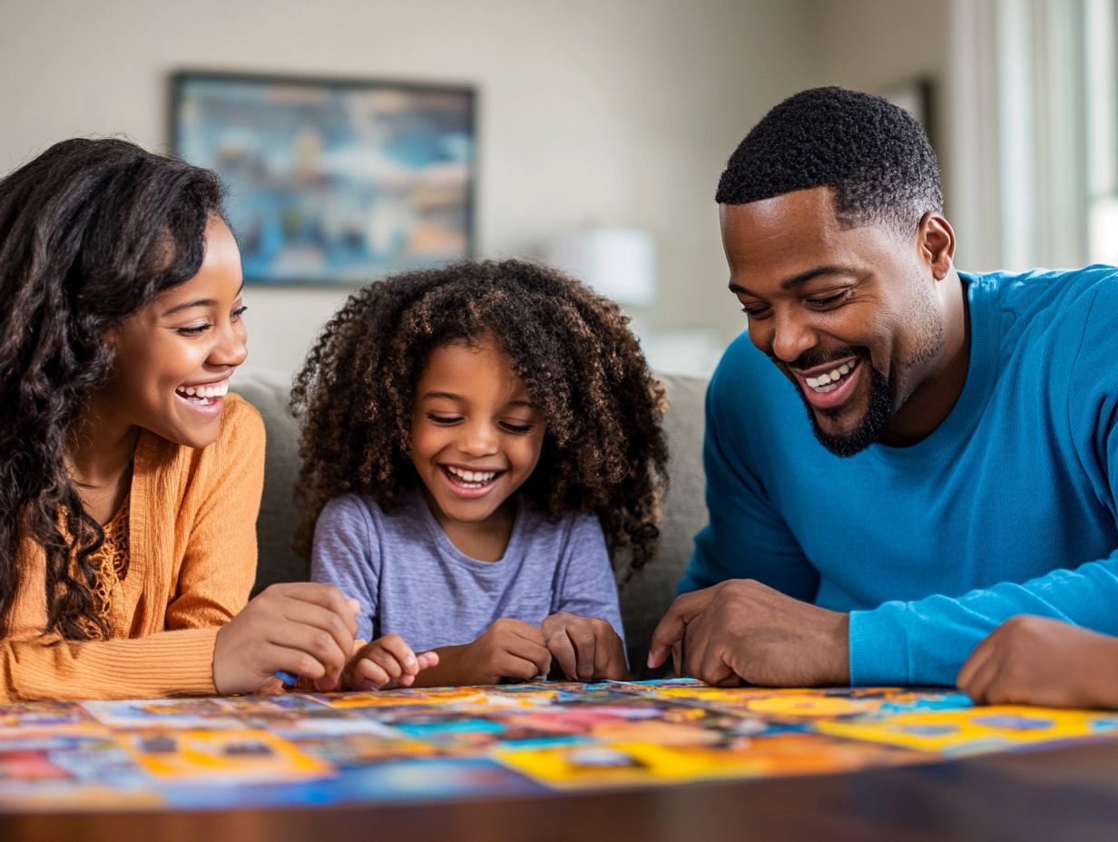 Family engaged in a vision board review