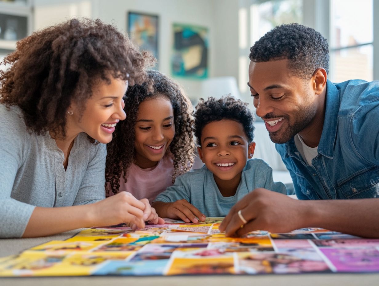 A family creating their vision board together