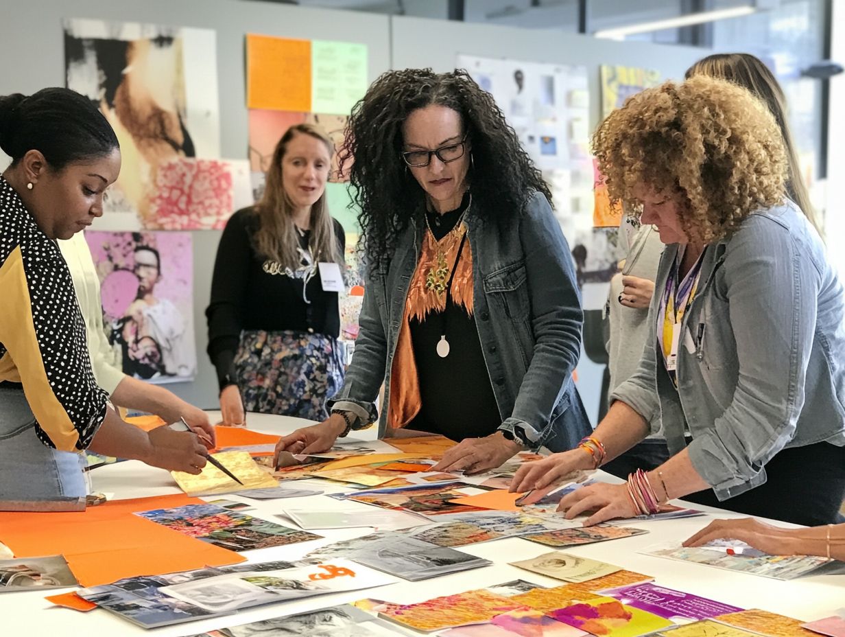 Participants engaging in activities at the vision board workshop.