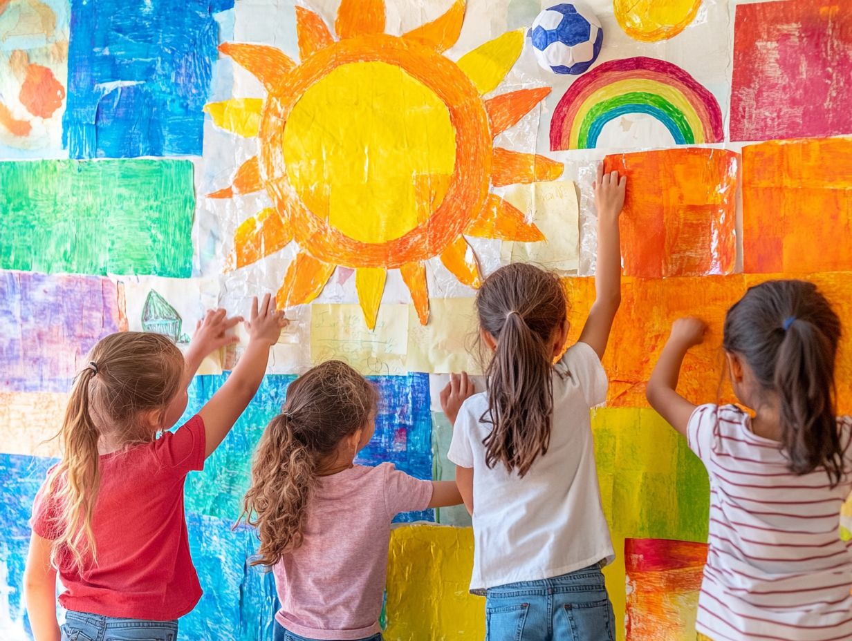 A child creating a vision board with family